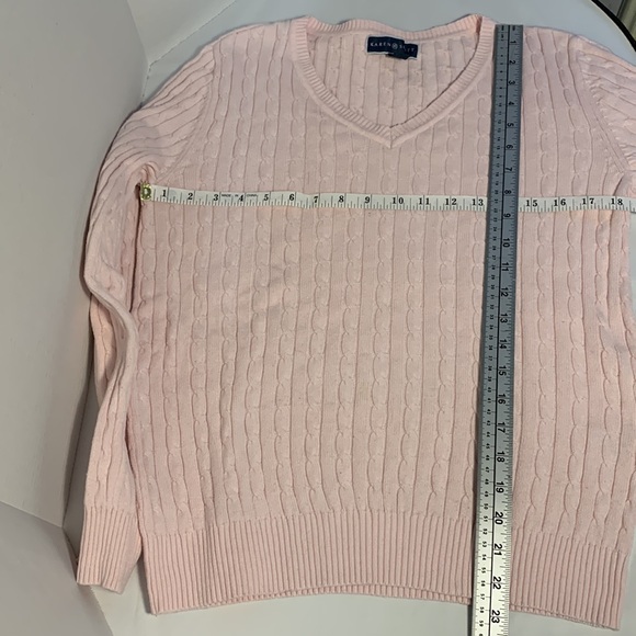 Karen Scott Cable Knit Slim Fit Pastel Pink Sweater cotton size Small - Picture 5 of 5